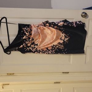 London Times One shoulder black and pink cocktail dress
